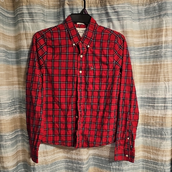 Abercrombie & Fitch Button Down Shirt Mens Multicolor Plaid Cotton Long Sleeve - Picture 2 of 5